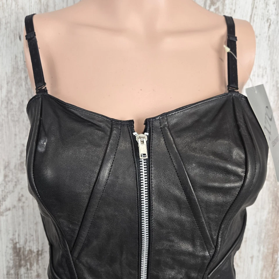 NWT Vtg XTC Size Large Leather Teddy Front Zip Buttons Sexy Steampunk Lingerie - Image 2 of 4