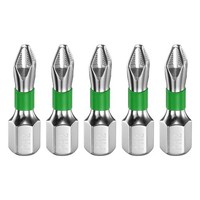 "5Pcs FüR Anti-Slip Phillips Screwdriver Bit PH2 1/4\" Hex Shank 1\" Magnetic Green"