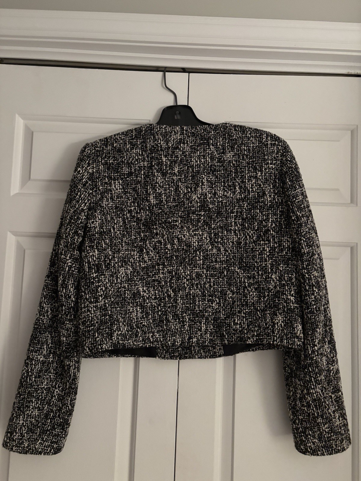 Zara Basic Cropped Tweed Jacket Blazer Rhinestone… - image 3