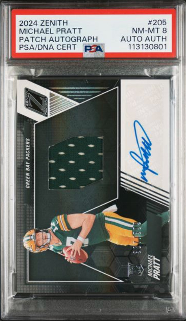 2024 PANINI ZENITH #205 MICHAEL PRATT PATCH AUTOGRAPH PSA NM-MT 8 AUTO AUTH