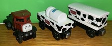 Thomas  Friends Wooden Railway Train Dairy Cow Cars With Elizabeth