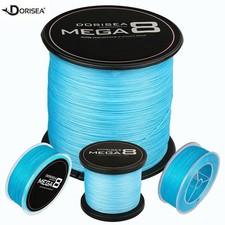 Dorisea 8 Strands Mega 8 Blue Dynema PE Braided Fishing line 6lb-300lbs
