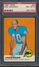 1969 TOPPS FOOTBALL #59 DICK ANDERSON RC PSA 8 NM-MT
