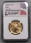 BU 1986 $25 GOLD American Eagle. NGC MS69.  DON EVERHARD Signed. 1/2 troy oz