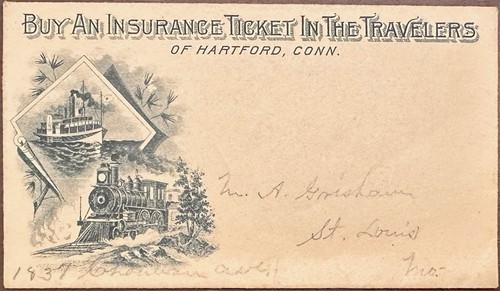 US Travelers Insurance accident ticket Nov 13, 1892 w small attractively cov *d - 第 2/5 張圖片