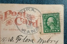 DOANE CANCEL IUKA KS Pratt County Baby Stork Postcard 1912 Unusual Eight Lines