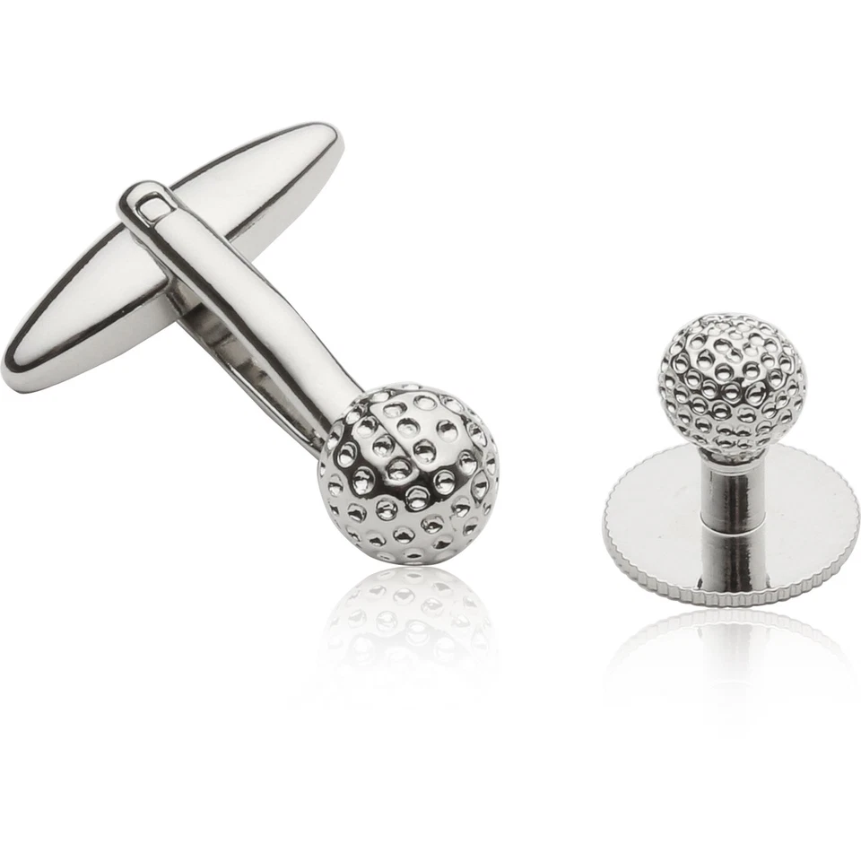 Conjunto formal de gemelos y tachuelas de golf para hombre con caja de presentación Foto 2 de 4