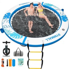 Inflatable Water Hammock Floating Dock 8 FT W/ Mesh Tanning Pool Raft Round Ring
