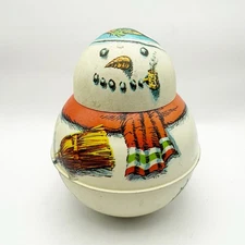 VTG Snowman 1981 Bristol Ware Roly Poly Tobacco Tin Holiday Christmas