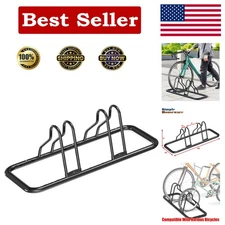 Elegant 2-Compartment Floor Bike Storage Stand for Up to 5 Bicycles - Black