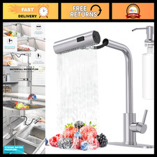 Brushed Kitchen Faucet with Pull Down Sprayer  Soap Dispenser - Modern Design