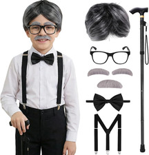 Old Man Wig Costume for Kids - 100 Days of School Dress-Up with Grandpa, Perfect