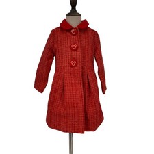 Disney Toddler Girls Red Tweed Dress Coat Minnie Mouse Buttons Size 3