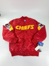 Kansas City Chiefs Size M Starter Triple Option Satin Jacket Red Yellow Mens NWT