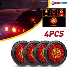 4x 4" Round Red/Amber 16 LED Truck Trailer Brake RV Stop Turn Signal Tail Lights