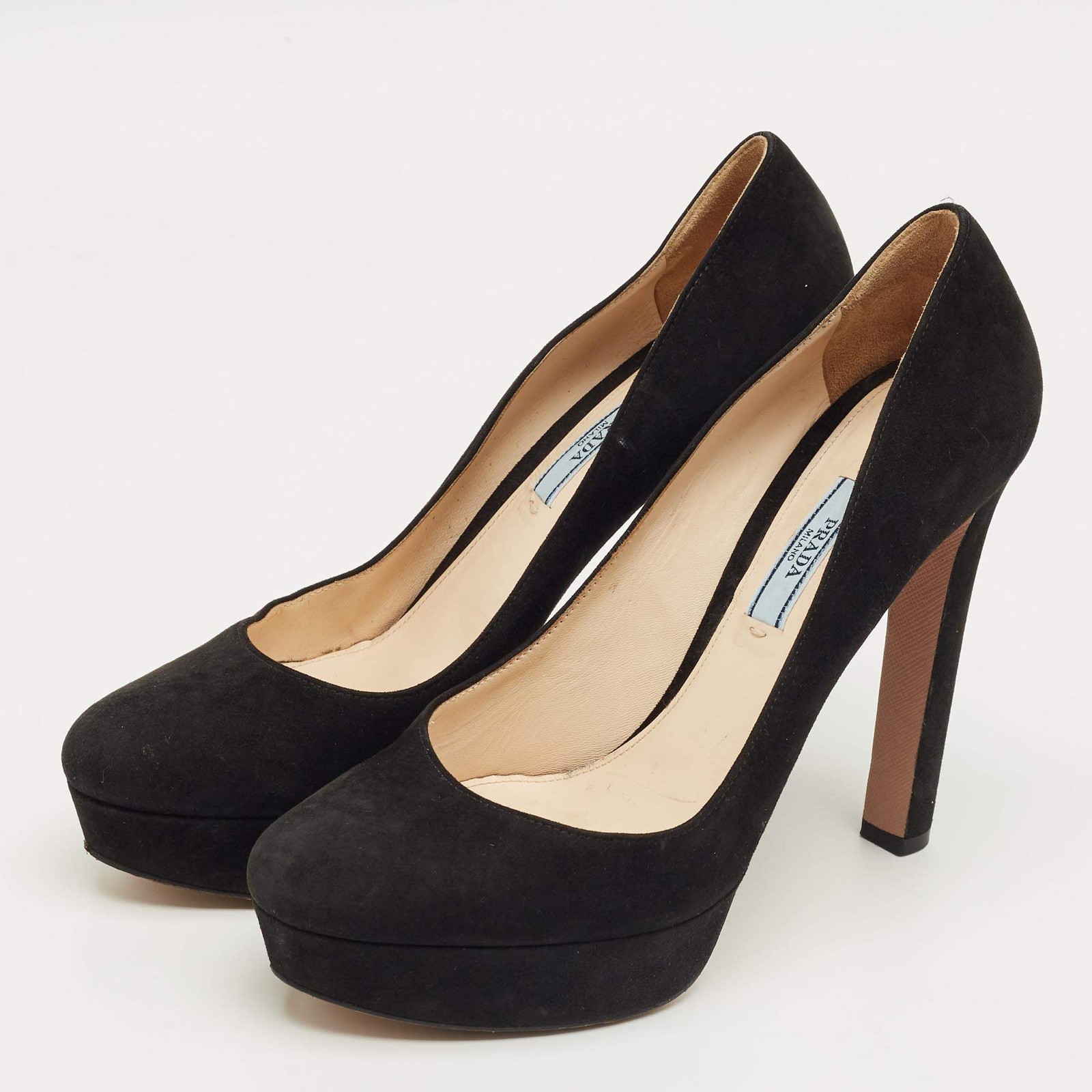 Prada Black Suede Platform Pumps Size 39.5 thumbnail 2