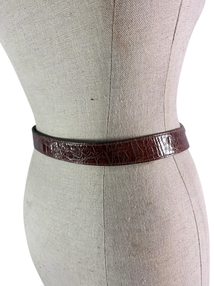 Vintage STREETS AHEAD Tan Western Leather Belt with Croc Texture Small 26 - Image 4 of 4