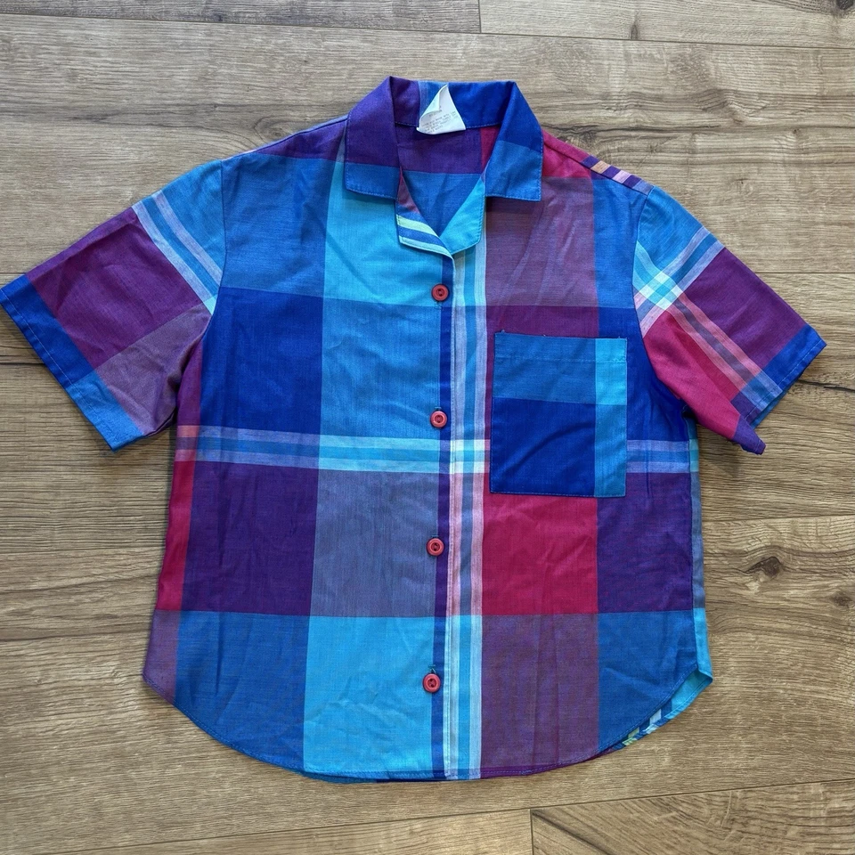 Винтажная рубашка и юбка на пуговицах You Babes синяя/фиолетовая клетчатая 2 штуки девочка маленькая - Изображение 2 из 4