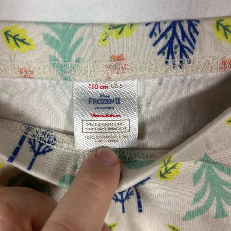Pantalones de pijama 100 % algodón orgánico para niñas talla 5 Disney Frozen II Trees Foto 2 de 4