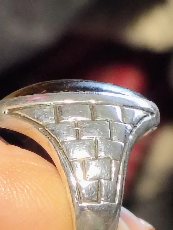 Anillo de plata esterlina vintage ojo de tigre para hombre talla 10 patrón tejido 6,91 g... Foto 2 de 4