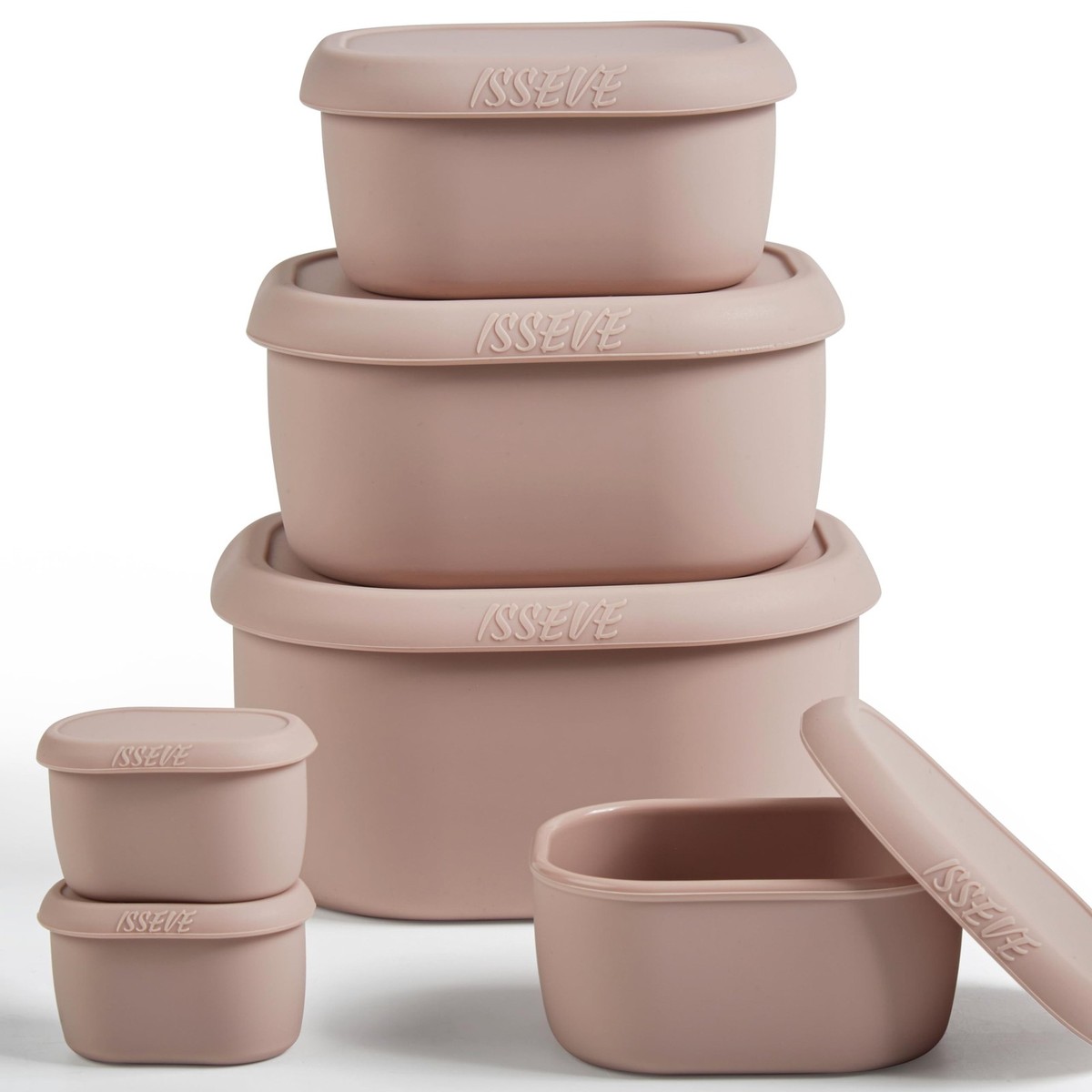 ISSEVE 6Pcs/Set Nesting Silicone Food Storage Containers with Lids, BPA Free ...