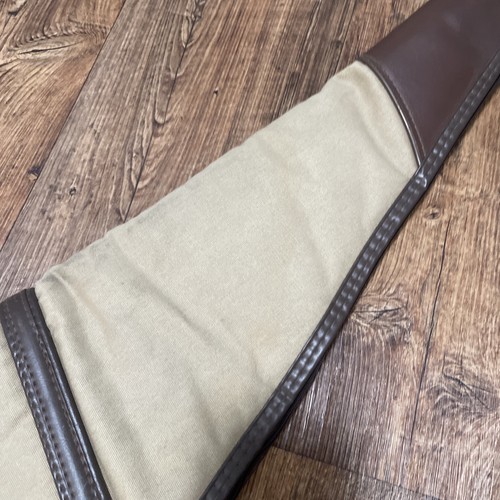 Vintage BROWNING 40" Leather and Fabric Shotgun Rifle Soft Gun Case Made USA - Picture 7 of 13