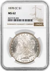 1878 CC Carson City $1 Morgan Silver Dollar NGC MS62 Key Date Coin