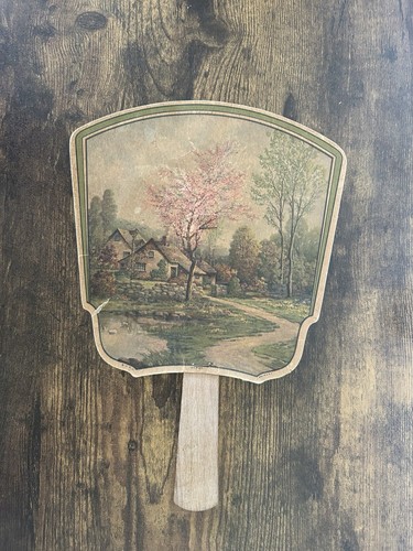 Vintage Modern Dairy Paris ILL Spring Cottage Bridge Hand Fan