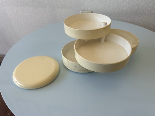Vintage InterDesign Swivel Desk top Jewelry Trinket Organizer 5.25"x5.25" Cream - Picture 4 of 5