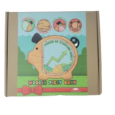 Large Wooden Piggy Bank for Kids, Cute Piggy Bank for Boys and Girls