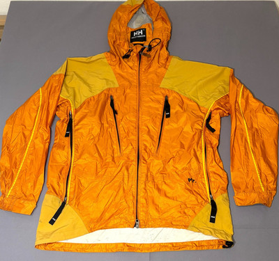 Helly Hansen Tech Ski Jacket Mens Medium Orange Nylon Mesh Lined Hooded Full Zip