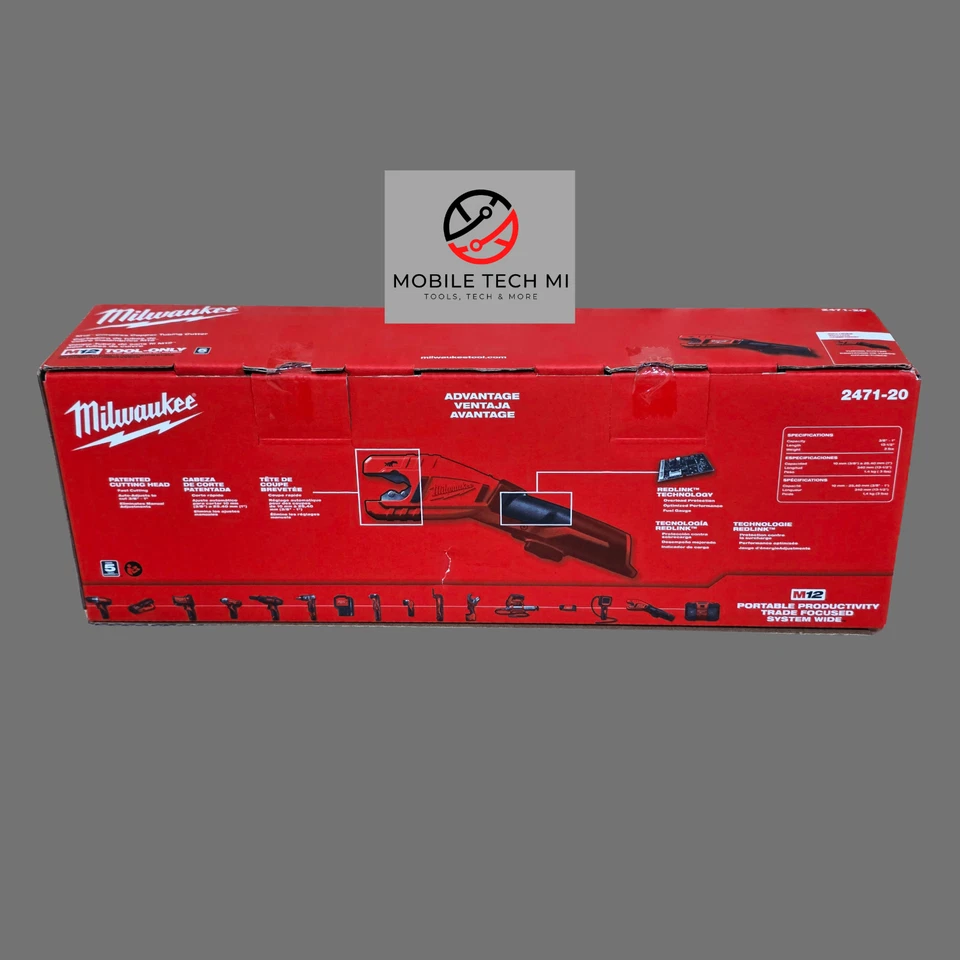 Milwaukee M12 Cordless Copper Tubing Pipe Cutter 3/8" - 1"  New in Box 2471-20 - Image 2 of 3