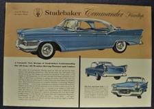1958 Studebaker Commander Hardtop Sales Brochure Sheet Nice Original 58