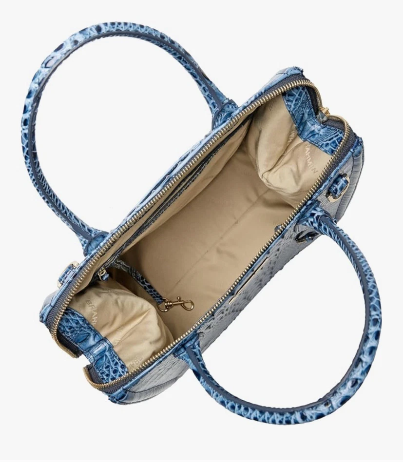 BRAHMIN Caroline Small Satchel Beige Sandcastle Tote Bag Purse Handbag GUC  - Image 4 of 4