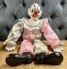 Vintage 80s Dynasty Porcelain Clown Doll Pink with Sage Checkers *RARE* HAUNTED