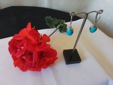 Arizona Sleeping Beauty Turquiose 925 silver lever back drop earrings.