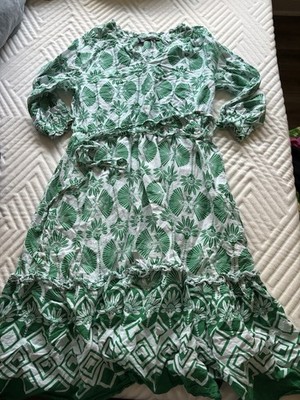 Mlle Gabrielle Green & White Belted Dress Large | eBay Mlle Gabrielle Green & White Belted Dress Large | eBay