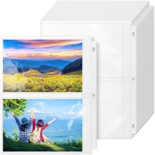 50 Pack 5" x 7" Clear Photo Sleeves for 3 Ring Binder, Double Sided 2-Pocket She
