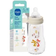 9oz Premium Glass Baby Bottle Newborn, Wide Neck Medium Flow Breastfeeding Like