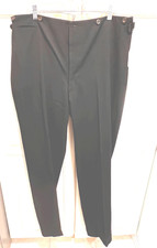Edwardian 1915 Men's Black Wool Pants, Button Front, Back Split 38 x 35 "