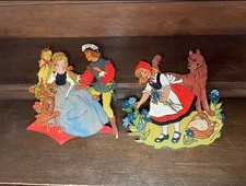 Märchenbilder Rotkäppchen Dornröschen Laubsägearbeit  60er Jahre