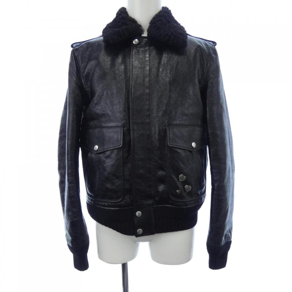 Giacca shearling Saint Laurent nera taglia 48 lunghezza 24