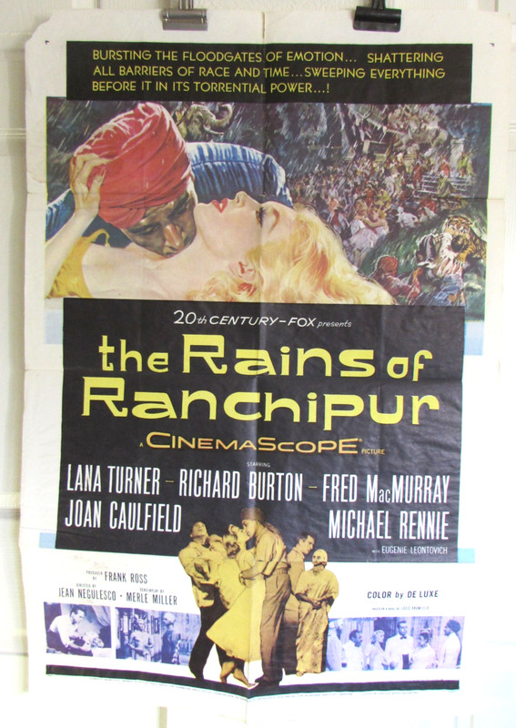 Vintage Movie Poster 1 SH "The Rains of Ranchipur" 1955 Lana Turner