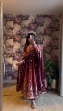 New Presenting Chinon Silk Wine Gown Bottom With Dupatta For Festival Wear
