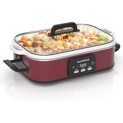 4 Quart Programmable Slow Cooker with Ceramic Baking Dish for Family Dinners Ove