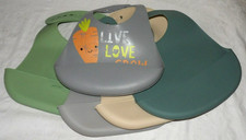 UPWARDS BABY Silicone Lot of 4 BIBS plus LIVE LOVE GROW Infant Toddler BIB
