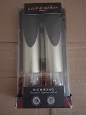 Cole & Mason Richmond Electronic Salt & Pepper Mill Gift Set - Silver/black NEW