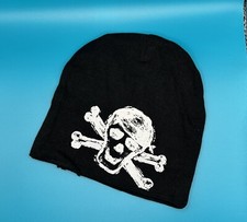 New Pink Axle Beanie Cap Black with White Skull Print Size 6-12 Mo Baby Beanie