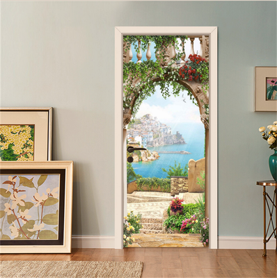 Door Stickers Self Adhesive Multi Style 3D PVC Poster Wood Grain Door ...