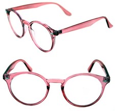 Men's Women's Round Shape Eye Glasses Retro Designer Clear Pink Keyhole Vintage